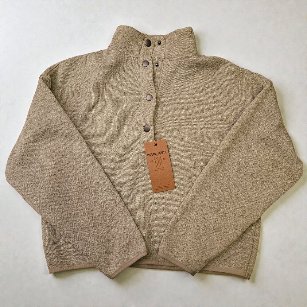 Thread & Supply NWT Snap Button Mock Neck Pullover Sweatshirt